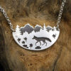 Wholesale Forest Landscape Fox Pendant Necklace Geometric Semicircle Design Antique Silver Zinc Alloy Trendy Jewelry For Women
