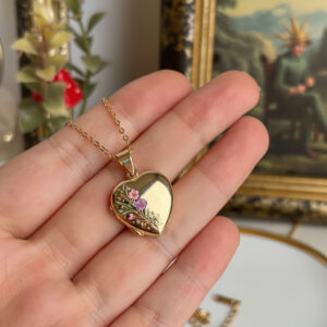 Wholesale Chic Colorful Flower Heart Photo Locket Necklace Copper Pendant Jewelry Accessory For Gift Or Resale