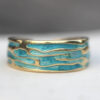 Wholesale Blue Ocean Enamel Adjustable Open Ring Silver Tone Women S Fashion Jewelry Accessory For Everyday Boutique Resale