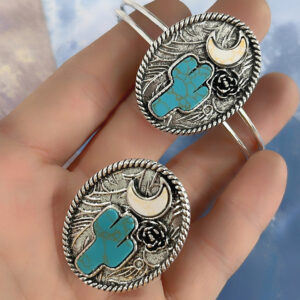 Wholesale Vintage Moonlit Cactus Geometric Ring Adjustable Unisex Zinc Alloy Everyday Wear Gift