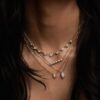 Wholesale Trendy Geometric Crystal Pendant Necklace Gold Tone Copper Base Great For Layering Party Or Gift