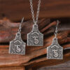 oly-03412eac9b238f0b20c22a62a0ddf963 Wholesale Retro Wine Bottle Earrings And Necklace Set Ancient Silver Zinc Alloy Everyday Wear Boutique Resale Jewelry