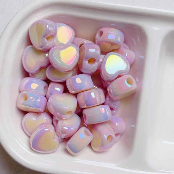oly-0349269524c973d6ba660373a2fd3503 Wholesale Blue Cream Double Color Heart Shaped Acrylic Beads for DIY Jewelry Making Craft Supply