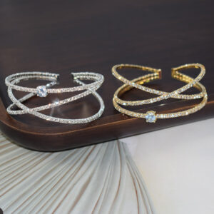 Wholesale Stylish Bridal Rhinestone Cross Open Bangle Bracelet Women S Jewelry Accessory Gift Boutique Resale