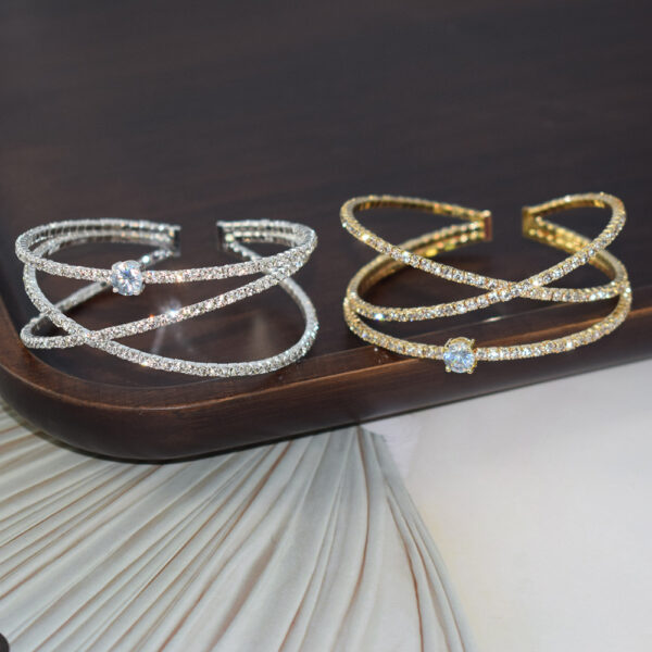 Wholesale Stylish Bridal Rhinestone Cross Open Bangle Bracelet Women S Jewelry Accessory Gift Boutique Resale