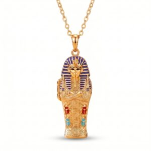 Pharaoh Red and Blue Pocket Opening Pendant Necklace