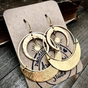 oly-0393c1ad11cb6b2ff25470dcf06de759 Wholesale Retro Alloy Hammered Sun Moon Drop Earrings For Women Trendy Jewelry Gift