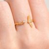 Wholesale Travel Themed Open Ring With Passport And Airplane Design Stainless Steel Electroplated Tone Fashion Jewelry Accessory For Gift