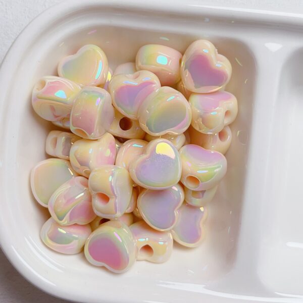 oly-03d1a68b382ab78c14ee38211c6bef7e Wholesale Blue Cream Double Color Heart Shaped Acrylic Beads for DIY Jewelry Making Craft Supply