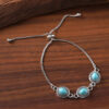 oly-0432373eab4b282c26d6fc967a80fdd6 Wholesale Zinc Alloy Turquoise Oval Adjustable Bracelet Ethnic Ancient Silver Jewelry Accessory For Women Everyday Wear Gift