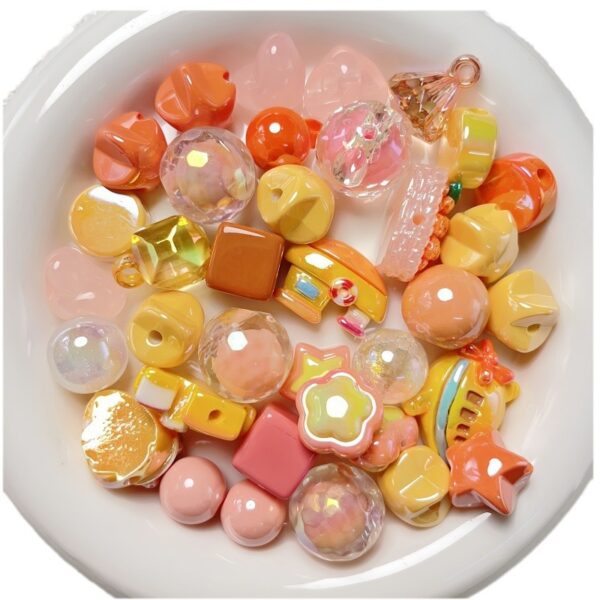 Wholesale Electroplated Acrylic Loose Beads White Mixed Style for DIY Phone Strap Keychain Fashion Accessory Craft Supply