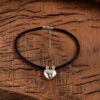 oly-045dedae0f7ac9a7c88a18a645e7e227 Wholesale Vintage Heart Pendant Necklace Black Rope Chain Zinc Alloy Stylish Jewelry Accessory