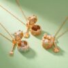 Wholesale Fashion Cake Shaped Openable Bow Pendant Necklace Copper Electroplated Jewelry Accessory Boutique Gift