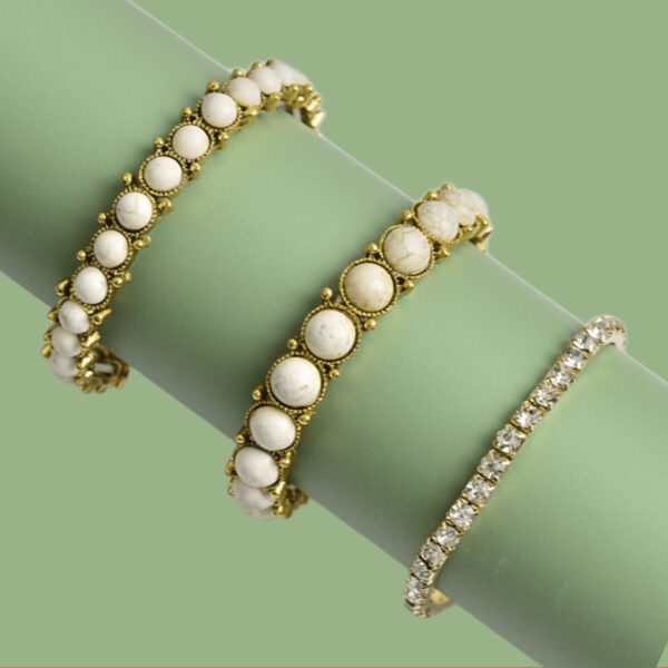 oly-0491d5c78899aa3e3a9d771d96431100 Wholesale Zinc Alloy Electroplated Turquoise Crystal Bracelet Set Retro Bohemian Unisex Jewelry Gift