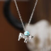 oly-04a1d01cf1cf931981c491a4581ec67f Wholesale Retro Ethnic 3D Cow Pendant Necklace Turquoise Inlay Ancient Silver Finish Fashion Jewelry Accessory Gift