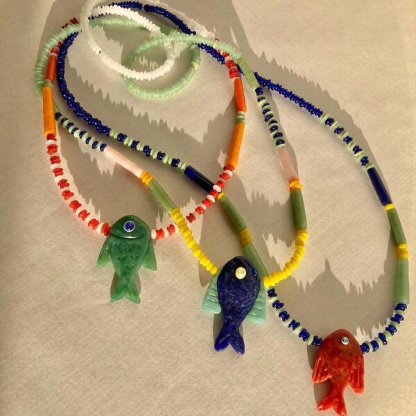 Wholesale Summer Ocean Glass Fish Pendant Necklace Fashion Jewelry For Women Gift