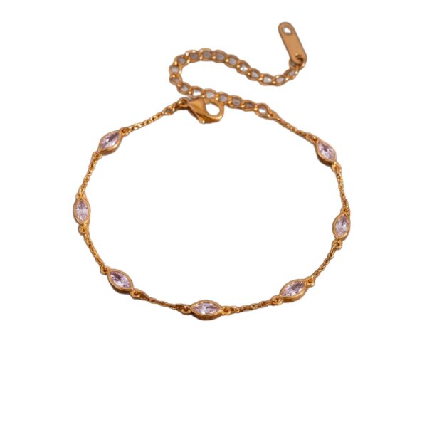 oly-05170d865ee5d9c17cbafa11128d2d37 Wholesale Chic Stainless Steel Electroplated Water Drop Zircon Snake Bone Chain Bracelet Fashion Accessory Gift