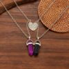 oly-05457ec2f879edab51c11c91fa951382 Wholesale Vintage Crystal Column Necklace Set Antique Finish Heart Pendant Fashion Accessory For Couples
