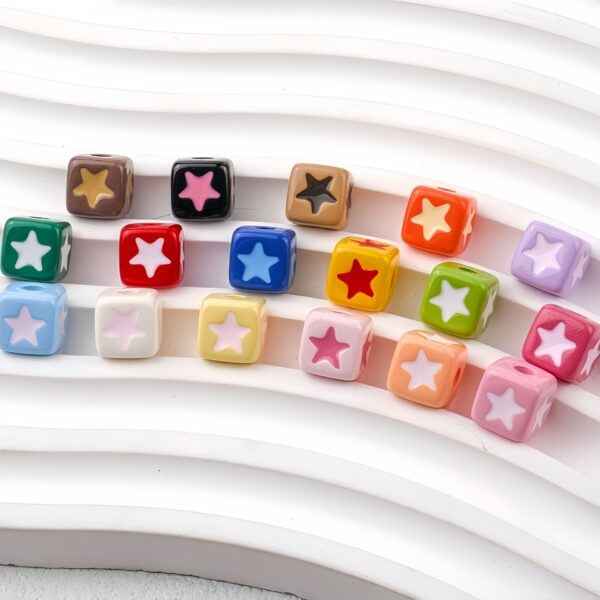 oly-056038f16ecefdb0e8a35b6ff5c172b3 Wholesale Pink Acrylic Star Square Beads for DIY Phone Charm Keychain Jewelry Making Boutique Gift Craft Supplies
