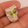 Wholesale Retro Hammered Green Gemstone Ring For Women Silver Alloy Fashion Jewelry Accessory Casual Everyday Wear