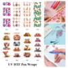 Wholesale 2/8/16pcs Summer Fruit Retro Rainbow Cute Floral Baby Animal Faith Text Print Pen and Bookmark Stickers UV DTF Wraps