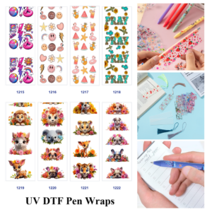 oly-05786c1dcaa3674b5fe9236296a4634e Wholesale 2/8/16pcs Summer Fruit Retro Rainbow Cute Floral Baby Animal Faith Text Print Pen and Bookmark Stickers UV DTF Wraps