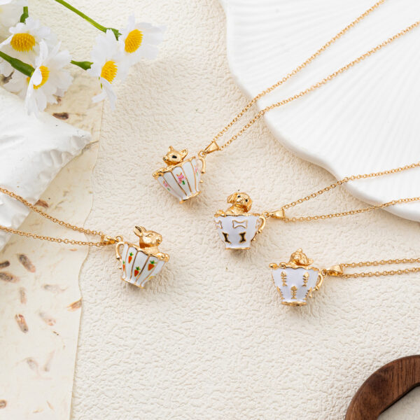 oly-057aee771072d5d91c0f2fe27c2a7d69 Wholesale Sweet Teacup Rabbit Shape Pendant Necklace Electroplating Copper Electroplated Fashion Jewelry Accessory For Everyday Gift