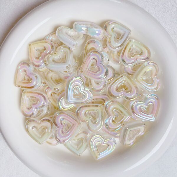 oly-05b0893072f05e1457e7139c851cc635 Wholesale Two-Tone Acrylic Hollow Heart Beads DIY Jewelry Accessory for Earrings, Phone Strap, Bag Chain – Boutique Resale