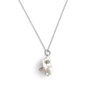 A beaded necklace with a baseball bat charm