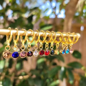 Wholesale Copper Geometric Zircon Birthstone Stud Earrings For Women Simple Rhinestone Earrings Party Gift Fashion Accessory