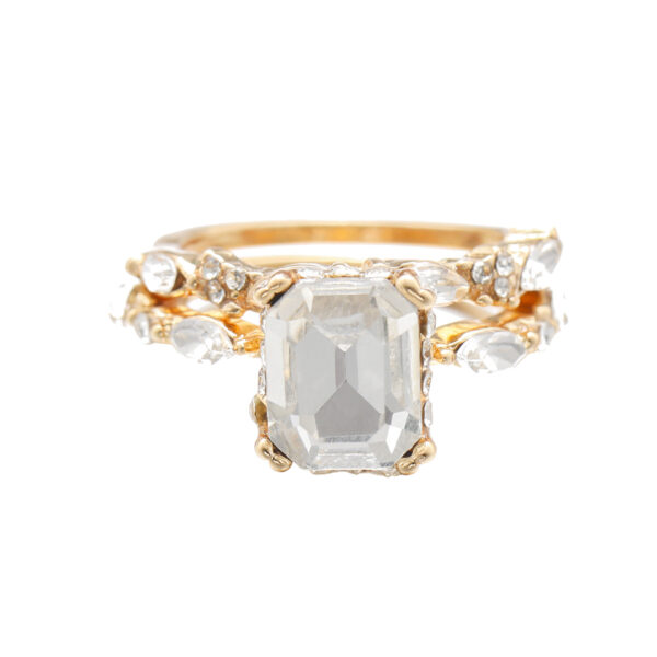 Wholesale Vintage Zircon Cluster Ring Set For Women Tone Alloy Wide Band Rings Party Casual Jewelry Accessory Boutique Resale Gift