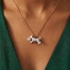 Wholesale Stainless Steel Electroplated Cat Pendant Necklace With Zircon Pet Theme Jewelry Trendy Fashion Accessory For Resale