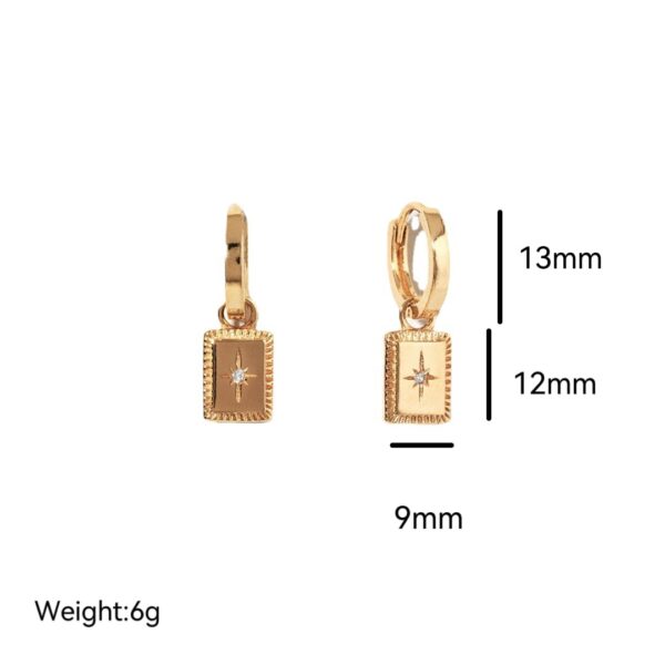 Wholesale Tone Star Shaped Zircon Electroplating Copper Earrings For Women Fashion Jewelry Accessory Boutique Resale
