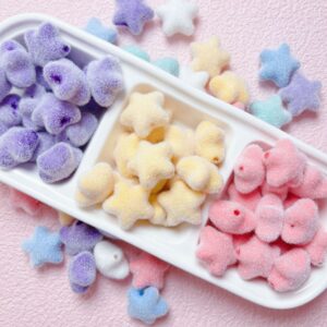 oly-0662ed25257aa35a9570c09ce52db2ac Wholesale Fluffy Flocked Five Pointed Star Beads Acrylic Loose Beads for DIY Phone Charm Keychain Craft Supply