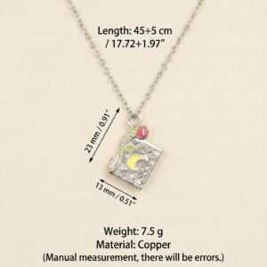 Silver rose book opening and closing necklace