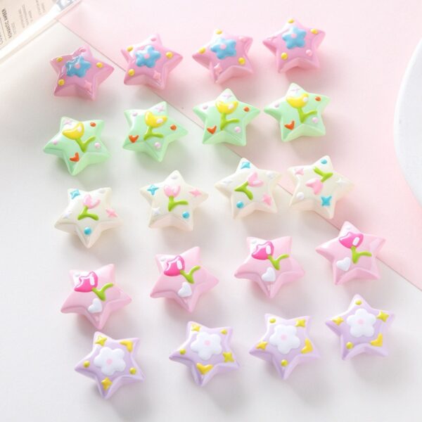 oly-06913761d021721034f5818bfe44c545 Wholesale Hand-Painted Acrylic Pink Star Beads with Back Hole for DIY Phone Charm Hair Tie Jewelry Making