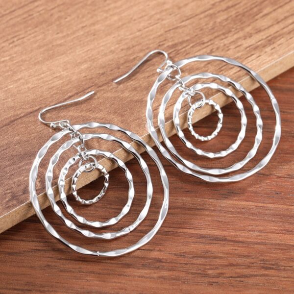 oly-06916a53dd37023561f21fd2fad77723 Wholesale Vintage Hammered Multi Layer Pendant Earrings Bohemian Minimalist Fashion Jewelry Accessory For Women Everyday Casual Gift