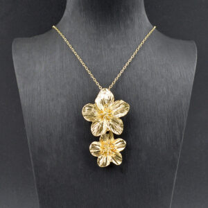 Double-layered five-petal flower necklace (fg1183-2)
