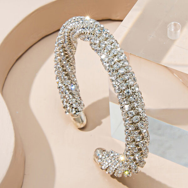 Wholesale Statement Rhinestone Bracelet Silver Plated Women S Fashion Jewelry Gift For Boutique Resale