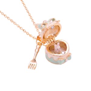 Mint rabbit cake open and close necklace