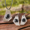 oly-07d3ae4b28df68a77ddb6d424dabca85 Wholesale Irregular Geometric Black Gemstone Jewelry Set Pendant Earrings Necklace Fashion Accessory Gift