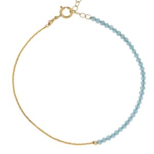 Blue beaded half gold bracelet