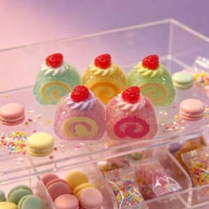 oly-080a514bf62d005372fd2976f2f34e2e Wholesale Resin Strawberry Swiss Roll Glitter Keychain Hair Clip DIY Cake Charm Fashion Accessory Gift