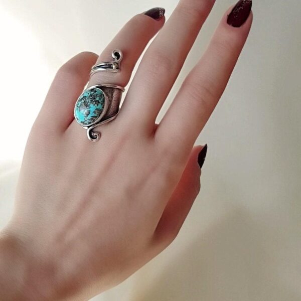 oly-0851ae91a485bcff40087bd0a0182888 Wholesale Bohemian Vintage Turquoise Open Ring Stylish Silver Tone Adjustable Women S Jewelry Gift For Party Boutique Resale