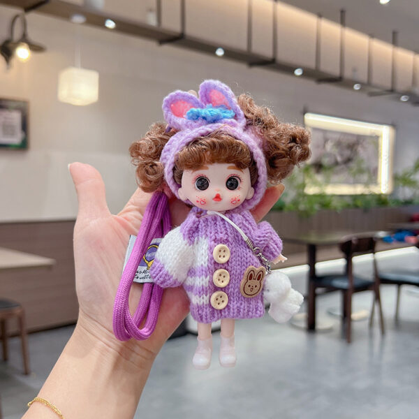 oly-085dca450ffcf270fbcf8734340d3463 Wholesale Purple Vinyl Cute Cartoon Doll Keychain Bag Charm For Women Car Key Accessory Gift