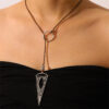 oly-086205e98318a2b4f4dc2e2407bd3eaa Wholesale Retro Ethnic Hollow Triangle Pendant Necklace Antique Silver Alloy For Daily Wear Fashion Jewelry Accessory