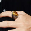 oly-08b0345ac373ac15e090b5fe351c3416 Wholesale Antique Silver Zinc Alloy Ring Tiger Eye Flame Design Unisex Statement Jewelry Accessory For Everyday Wear And Boutique Resale