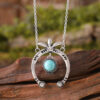 Wholesale Retro Semi Circle Alloy Turquoise Pendant Necklace Bohemian Fashion Jewelry Accessory For Boutique Resale
