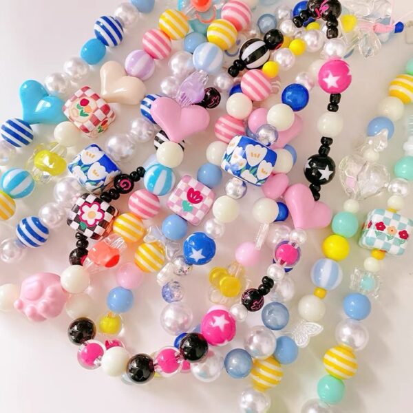 oly-08e96355f8ac67f6e1df300258985b79 Wholesale Pink Checkerboard Tulip Acrylic Beads for DIY Phone Charms Hair Accessories Craft Gift