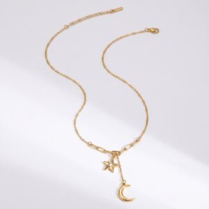 Star and moon tassel necklace